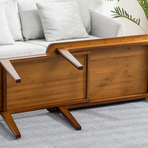 Mesa de Centro Extensible de Madera Maciza Marrón, Estilo Moderno Minimalista, Mesa de Té para Sala de Estar, Estilo Japonés, para Apartamentos Pequeños - Product Image 3