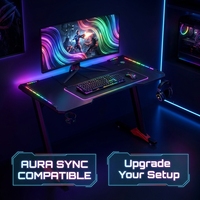 Bureau Esports AOR en Fibre de Carbone avec Éclairage d'Ambiance RGB, Cadre en Acier Épaissi, Idéal pour le Gaming et le Bureau, Vente en Gros Usine