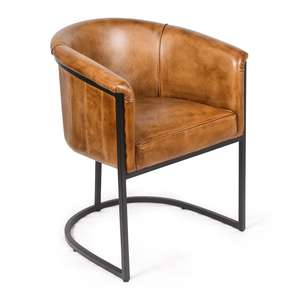 Sillas de comedor modernas con estructura metálica y tapicería de cuero, con asiento acolchado y respaldo ergonómico para cocina, comedor y restaurantes. - Product Image 1