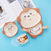 Ensemble de vaisselle pour enfants, mignon, dessin animé, animal, bébé, assiette compartimentée, bol pour aliments complémentaires, cuillère