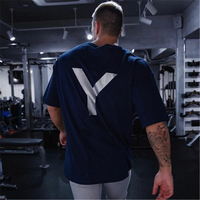 T-shirt ample sérigraphié pour homme, idéal pour la course et la musculation estivales, style streetwear respirant