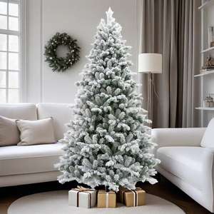 Árbol de Navidad Nevado Moderno de Alta Calidad con Luces LED, de 7 y 8 Pies, PVC y PE, Flocado Blanco con Base Vertical para Decoración al Por Mayor - Product Image 1