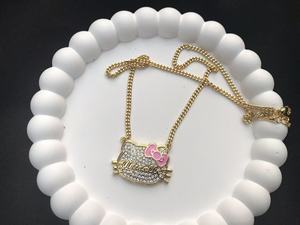Colgante Personalizado de Dibujos Animados con Nombre de Gato, Collares con Placa de Diamantes CZ, Joyería de Moda de Acero Inoxidable y Oro, Regalo para Niña - Product Image 4