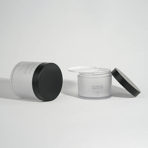 200ml 8oz 250ml Logotipo personalizado de lujo Frascos de plástico de pared gruesa esmerilada transparente <span class=keywords><strong>con</strong></span> tapas negras para crema de mantequilla corporal - Product Image 4