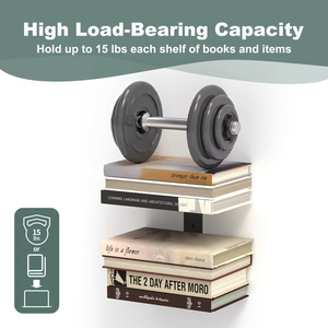 दीवार के लिए फ्लोटिंग बुक अलमारियाँ, भंडारण के लिए भारी शुल्क दीवार घुड़सवार बुकशेल्फ़, छिपी हुई पुस्तक आयोजक - Product Image 2