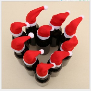 Décorations de Noël, bonnets du Père Noël, chapeaux brossés, housses de couverts en forme de bonnet du Père Noël, décorations de bouteilles de vin de Noël - Product Image 2