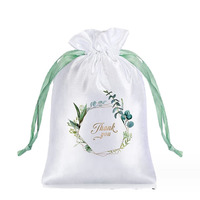 Sac de rangement en satin de soie pour perruques, bijoux et cadeaux, avec cordon de serrage, recyclable, pour fêtes et mariages, motif estampé, organisateur de sous-vêtements