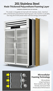 Congelatore Verticale Commerciale in Acciaio Inox per Cucina, Frigorifero per Esposizione Frutta, Attrezzatura di Refrigerazione - Product Image 4