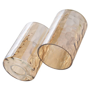 6 Inches <strong>Tall</strong> Amber Hammered Glass <strong>Lamp</strong> <strong>Shade</strong> Replacement for Lighting Fixture Water Ripple Cylinder Glass <strong>Shade</strong> - Product Image 2