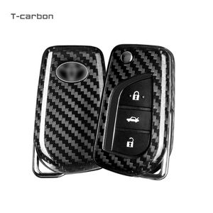 T-carbon étui de protection de <span class=keywords><strong>clé</strong></span> automatique étui de <span class=keywords><strong>clé</strong></span> de voiture en fibre de carbone adapté pour 14 ans Toyota pliant plug-in starter key caver - Product Image 1