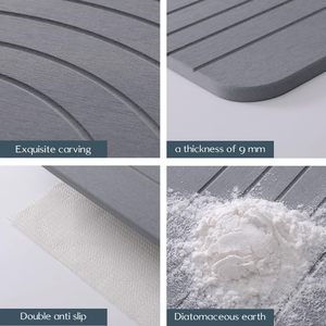 Tapis de bain ultra-absorbant à motif ondulé en terre de diatomée, antidérapant et séchage rapide pour salle de bain et cuisine - Product Image 3