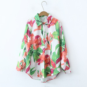 Kemeja Wanita Lengan Panjang Model Longgar Ukuran Besar, Bahan Polyester 120gr,  Cetak 3D,  Penjualan Terlaris,  Kemeja Fashion Wanita - Product Image 2