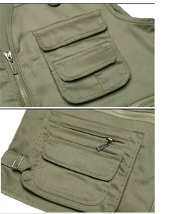 Diseños personalizados más nuevos de Venta caliente al aire libre de los hombres Multi bolsillo de algodón pesca fotografía chaqueta chaleco - Product Image 2
