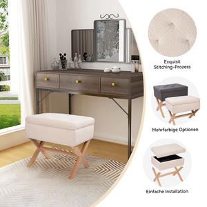 Cómodo Otomano Moderno de Terciopelo con Almacenamiento, Asiento Acolchado, Patas de Madera en Forma de X, Relleno de Esponja, Fácil Montaje, para Dormitorio o Entrada - Product Image 5