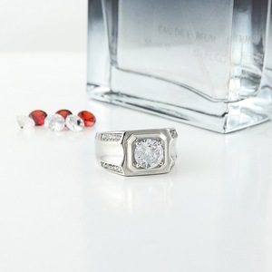 yunnique Geometric Silver Women's <b>Ring</b> With White Gemstone Prong Setting Fashion Jewelry Gift - Product Image 3