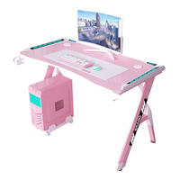 Table de jeu AOR Esports au design moderne, de haute qualité, de couleur rose, avec éclairage LED RGB