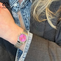 Montre pour femmes vintage OEM au design classique, la plus populaire, en quartz, en acier inoxydable, montres violettes pour femmes