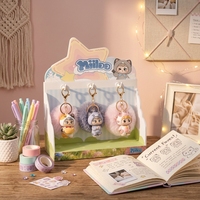 Figurine Miiloo Soft PVC Skala 1/12 dengan Gantungan Kunci Bola Bulu, Kotak Misteri, Hadiah Promosi Kejutan, Unisex