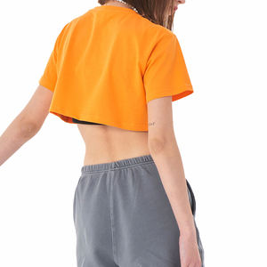 Camiseta Corta Sexy de Color Sólido al por Mayor, Estilo Spice Girl, Informal, Holgada, Transpirable, para Yoga y Deporte, para Mujer - Product Image 4