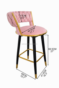 Meilleures ventes SYT Tabourets de bar en velours doux pour comptoir de café, tabourets de cuisine de 43,5 cm de large pour <span class=keywords><strong>boulangerie</strong></span> - Product Image 2