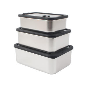 Storage Container with Lid, <b>Set</b> of 3, Lunch <b>Box</b>, Premium Stainless Steel <b>Boxes</b> with Glass Lid, Food Container - Product Image 4