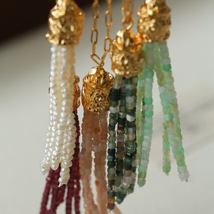 Collier pendentif en perles et <span class=keywords><strong>pierre</strong></span> <span class=keywords><strong>de</strong></span> <span class=keywords><strong>soleil</strong></span> avec pompon en forme <span class=keywords><strong>de</strong></span> blé, style luxe léger français, en <span class=keywords><strong>pierre</strong></span> naturelle pour femme - Product Image 4