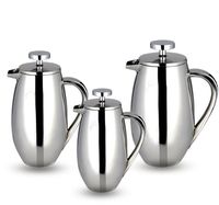 Cafetière à piston en acier inoxydable à double filtre de 12 oz avec couvercle, isolation thermique et infuseur à thé pour la cuisine