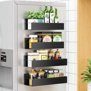 Magnetic Spice Rack Refrigerator Shelf Wall Mounted Multi-purpose Hanging Organizer Rectangle Shape - Product Image 1