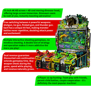 Máquina de Juegos Arcade TL Dino Land 110/220V que Funciona con Monedas, para 4 Jugadores, Enchufe Metálico Personalizado, Centro Comercial, Parque de Atracciones - Product Image 2