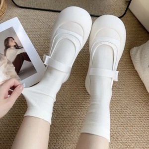 Women Mid Calf Slouch Socks Solid Color Polyester Sweat Absorbing Autumn Casual Style - Product Image 5