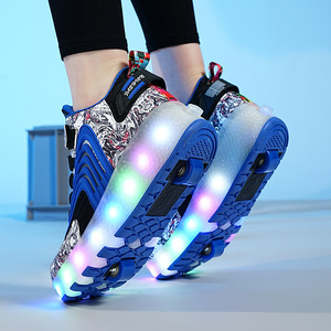 <span class=keywords><strong>Chaussures</strong></span> à roulettes lumineuses USB pour enfants, garçons et filles, <span class=keywords><strong>avec</strong></span> <span class=keywords><strong>deux</strong></span> <span class=keywords><strong>roues</strong></span> LED et lumières intégrées - Product Image 4