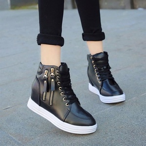 New Inner Height Increase Women's <strong>Round</strong> <strong>Toe</strong> Thick Bottom High-top Lace up Casual Sports <strong>Shoes</strong> Factory Wholesale - Product Image 2