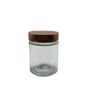 180Ml Clear Cilinder Glazen Pot Met Metalen Twist Off Cap Opslag Pot Voor Honing Voedsel Kruid Tabak