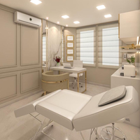 Mobilier de salon de coiffure personnalisé en usine M & S Design élégant pour salon de coiffure éclairage LED inclus