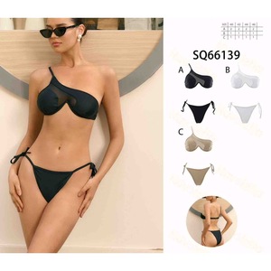 Costume da bagno intero HDJ con controllo pancia, fascia a fascia, monospalla, tinta unita, in maglia di spandex e nylon, da donna - Product Image 1