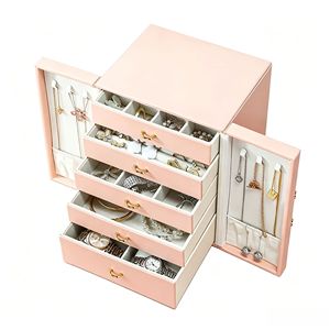 Boîte à bijoux velours doublé accessoires avec plusieurs compartiments mallette de rangement pour bagues boucles d'oreilles colliers - Product Image 1