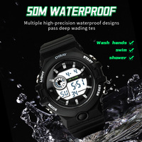 Montre de sport numérique pour homme DIRAY, étanche 50 m, rétroéclairage LED, alarme, chronographe, affichage double fuseau horaire en ABS