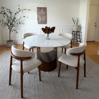 Juego de Mesa de Comedor Redonda Hobart de 5 Piezas para 4 Personas, Piedra Sinterizada Elegante con Asientos de Diseño Elegante para un Espacio Confortable