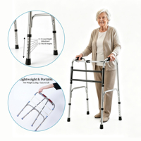 Déambulateur de rééducation pour AVC et paralysie cérébrale en acier inoxydable, réglable sur 6 niveaux, pliable en un clic, antidérapant, aide à la marche pour personnes âgées