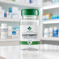 Flacon rond en PET de haute qualité, léger et inodore, pour l'emballage de produits nutraceutiques et de santé.