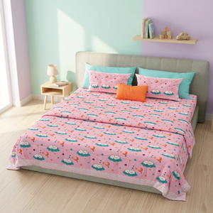 Ensemble de literie pour enfants avec imprimé animal rose, design de dessin animé dinosaure et girafe - Product Image 3