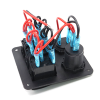 Panneau de commutation à bascule 3 interrupteurs 12V avec voltmètre LED, prise chargeur de voiture USB 5P, interrupteur à bascule LED marche/arrêt pour bateau, camion, marine