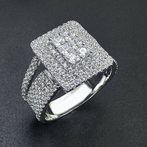 Thiên Tài Phụ Nữ Engagement <span class=keywords><strong>Ring</strong></span> Và Ban Nhạc Đám Cưới Pinky Iced out Nhẫn 925 Sterling Bạc VVS Moissanite Baguette Ngón Tay Bộ Nhẫn - Product Image 1