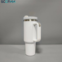 SCCFMM Gobelet isotherme mince 40oz vierge pour sublimation, en acier inoxydable, avec poignée colorée, bouteille d'eau pour voiture et de voyage, bouteille à bec