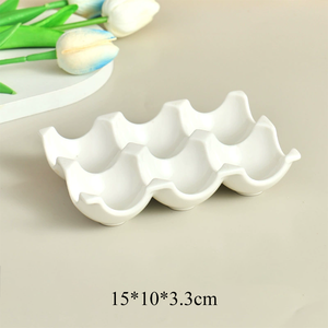 Bandeja Moderna Redonda de Cerámica Blanca con Forma Irregular para <span class=keywords><strong>Huevos</strong></span> Rellenos/Aperitivos, Ideal para Fiestas <span class=keywords><strong>en</strong></span> la Cocina y Almacenamiento <span class=keywords><strong>en</strong></span> <span class=keywords><strong>el</strong></span> Refrigerador - Product Image 3