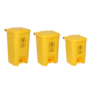 30L-100L Yellow High Quality HDPE Plastic Foot Pedal Hospital Medical Green Waste Recycling Garbage Bin For Doctor Use