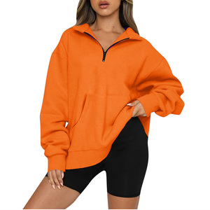 Sweat-shirt oversize à fermeture éclair 1/4 pour femme, pull molletonné épais à demi-zip pour l'automne et l'hiver, style décontracté - Product Image 3
