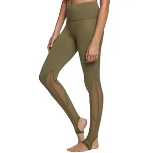 Olive Stirrup yoga leggings mesh insert women workout clothing yoga leggings