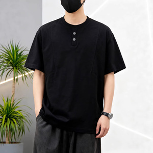 T-shirt à manches courtes pour homme, couleur café, col rond, style coréen, décontracté, haut d'été, tissu antibactérien, coupe pour adolescent - Product Image 3