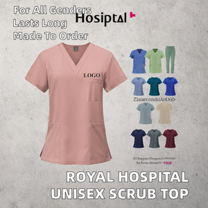 Haut de blouse médicale unisexe Prospersafe de haute qualité, personnalisable, col en V, manches courtes, détection d'aiguilles, pour hôpitaux et personnel infirmier - Product Image 2